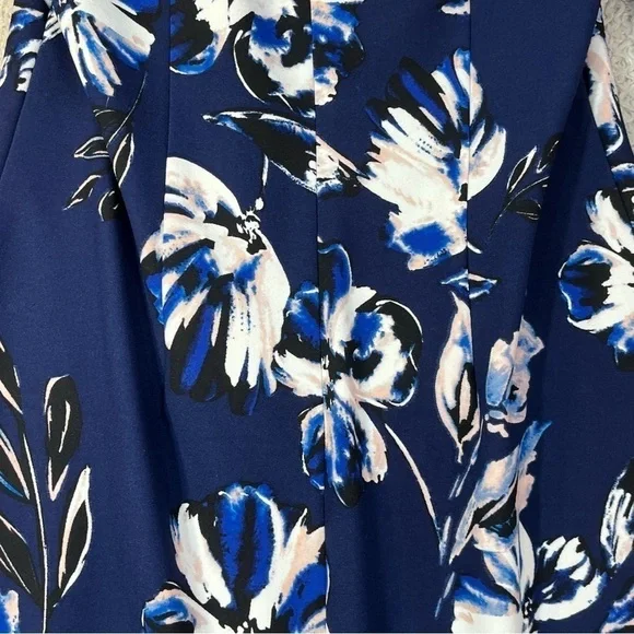 Eliza J Dress Sz 6 Floral Navy Blue Shift with Bell Sleeves - Picture 11 of 14